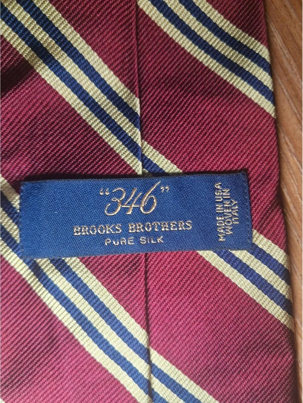 Brooks Brothers 346 Silk Tie Red Striped Repp Woven in Italy